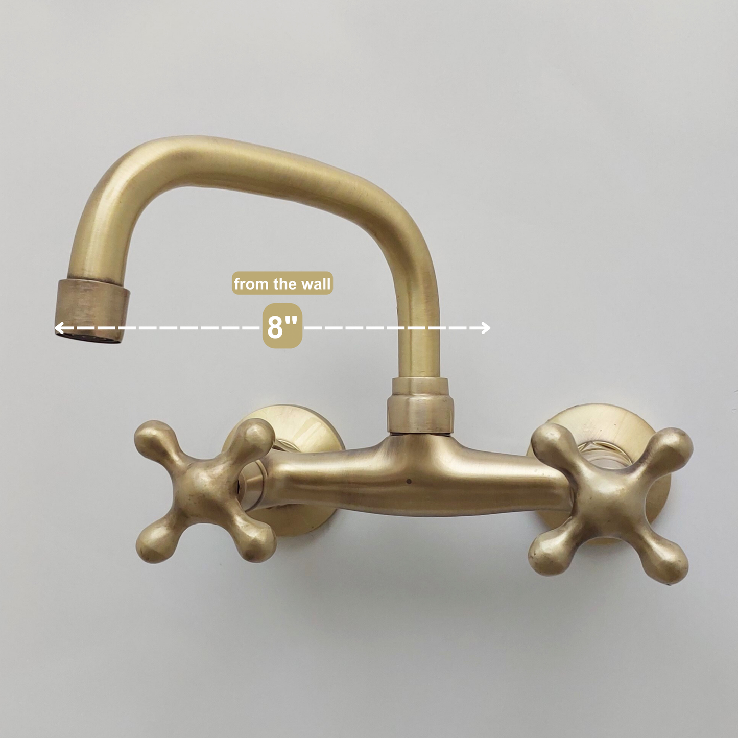 Brushed Brass Wall Mount Faucet, Antique Gooseneck Faucet - Ref: FA006-BB