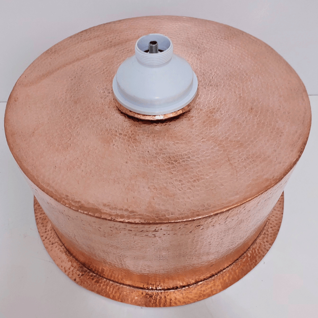 Hammered Solid Copper Bathroom Sink, Round Kitchen Drop-In Sink - Ref: SN011