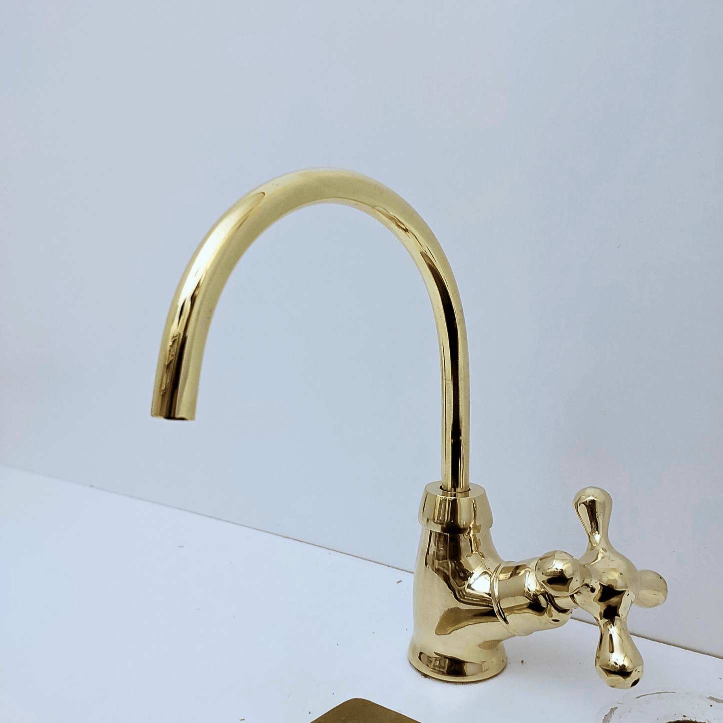 Unlacquered Brass Cold Water Faucet with Cross Handle, Drinking Water Faucet - Ref: FA035-CCS