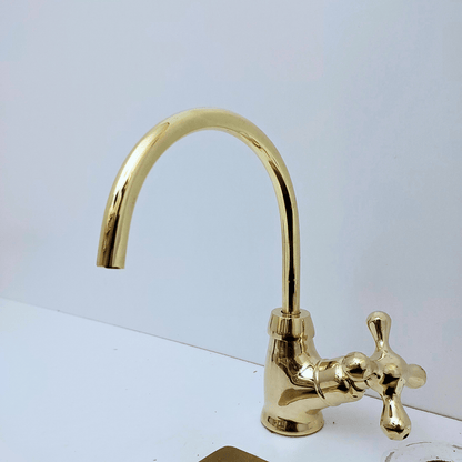 Unlacquered Brass Cold Water Faucet with Cross Handle, Drinking Water Faucet - Ref: FA035-CCS