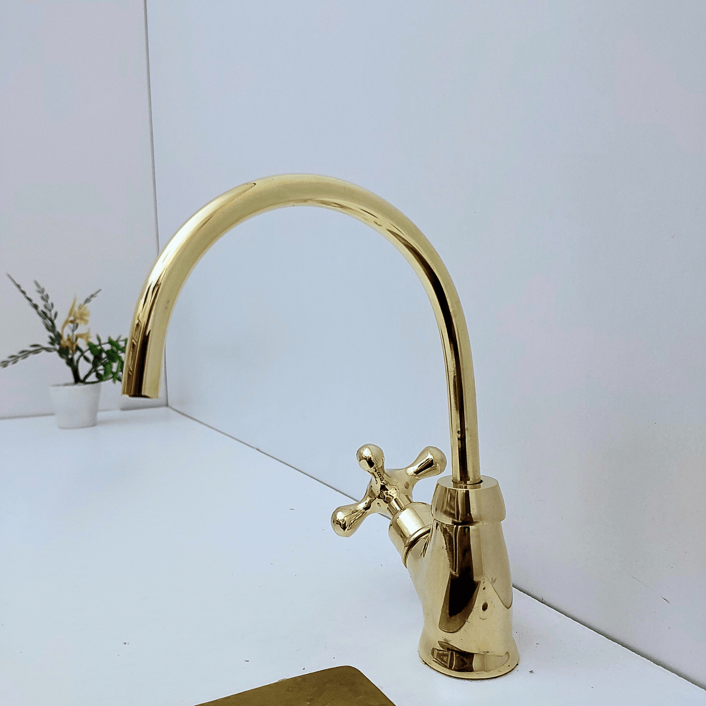 Unlacquered Brass Cold Water Faucet with Cross Handle, Drinking Water Faucet - Ref: FA035-CCS