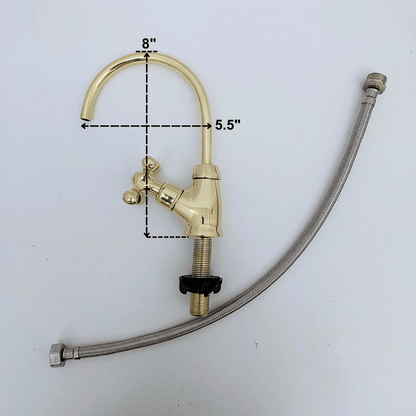 Unlacquered Brass Cold Water Faucet with Cross Handle, Drinking Water Faucet - Ref: FA035-CCS