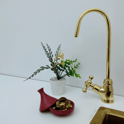 Unlacquered Brass Cold Water Faucet with Cross Handle, Drinking Water Faucet - Ref: FA035-CB