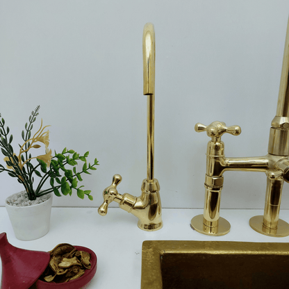 Unlacquered Brass Cold Water Faucet with Cross Handle, Drinking Water Faucet - Ref: FA035-CB