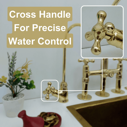 Unlacquered Brass Cold Water Faucet with Cross Handle, Drinking Water Faucet - Ref: FA035-CB