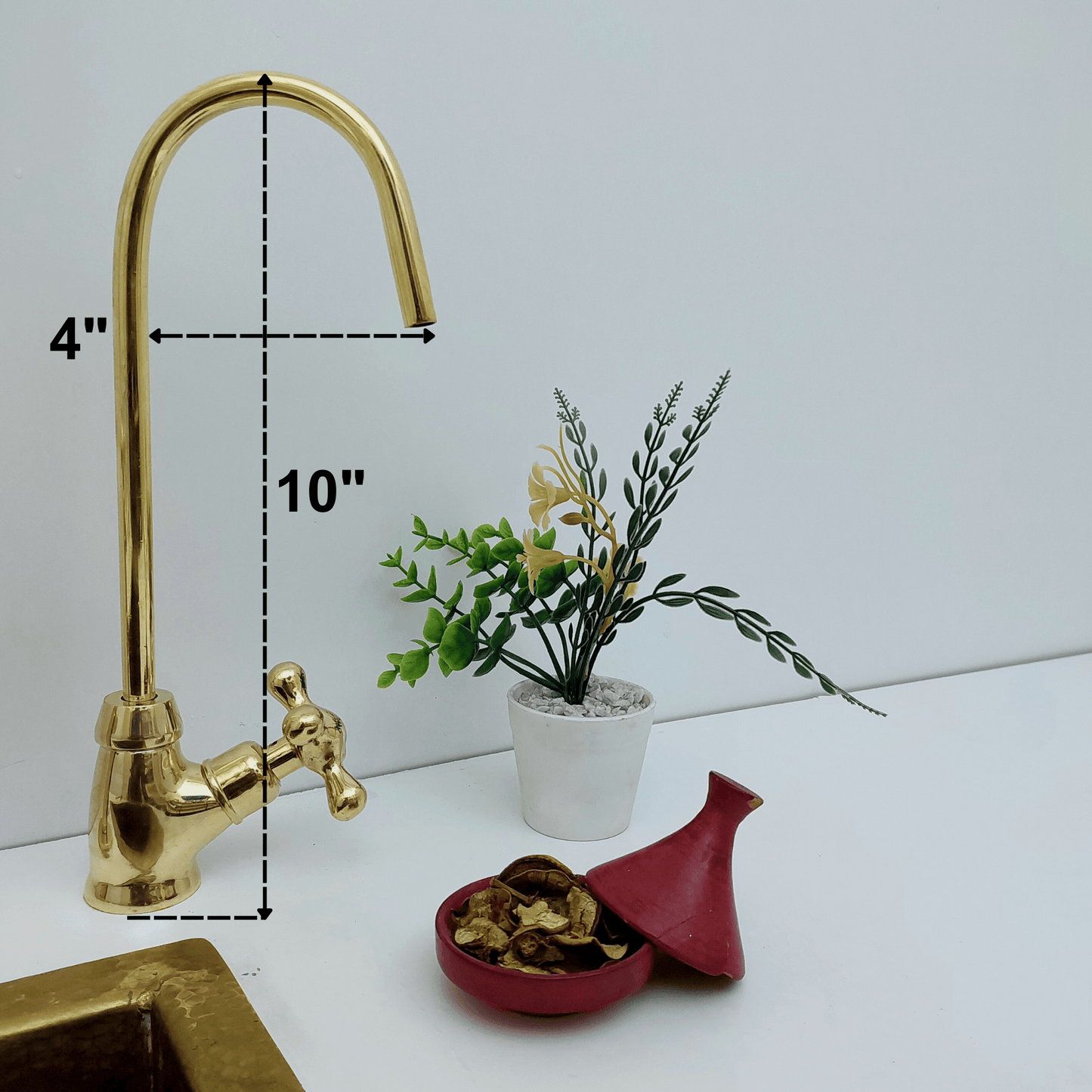 Unlacquered Brass Cold Water Faucet with Cross Handle, Drinking Water Faucet - Ref: FA035-CB