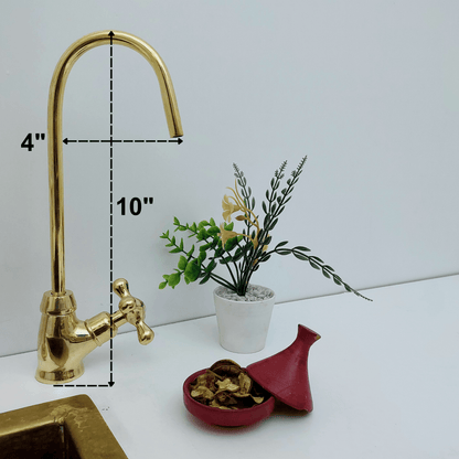 Unlacquered Brass Cold Water Faucet with Cross Handle, Drinking Water Faucet - Ref: FA035-CB