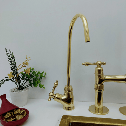 Unlacquered Brass Cold Water Faucet with Lever Handle, Drinking Water Faucet - Ref: FA035-LB