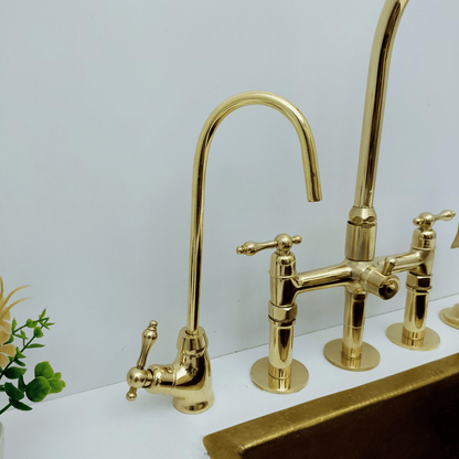 Unlacquered Brass Cold Water Faucet with Lever Handle, Drinking Water Faucet - Ref: FA035-LB