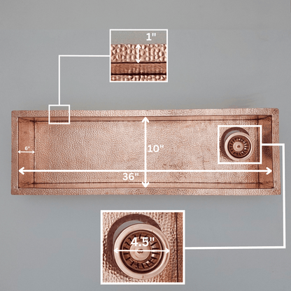 Hammered Copper Sink, Solid Copper Kitchen Sink - Ref: SN008-R