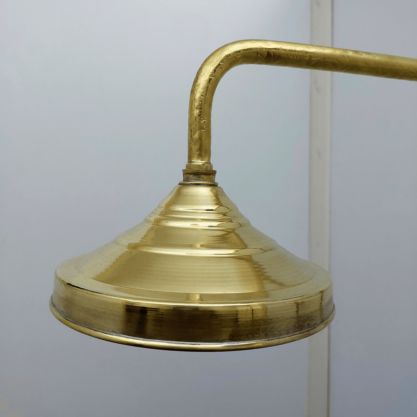 Engraved Unlacquered Brass Shower System with Handheld Shower Head, Round Rain Shower Head and Cross Handles - Ref: ATLASS46