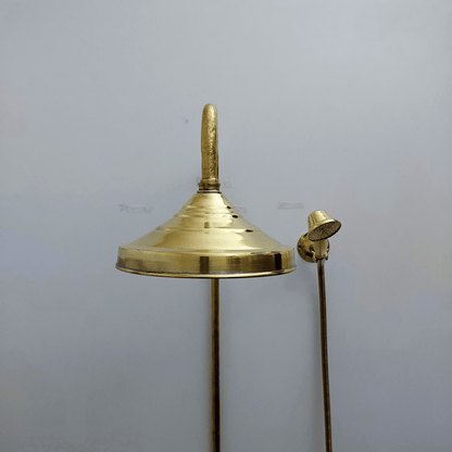 Engraved Unlacquered Brass Shower System with Handheld Shower Head, Round Rain Shower Head and Lever Handles - Ref: ATLASS47