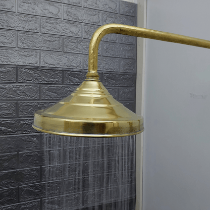 Engraved Unlacquered Brass Shower System with Handheld Shower Head, Round Rain Shower Head and Lever Handles - Ref: ATLASS47