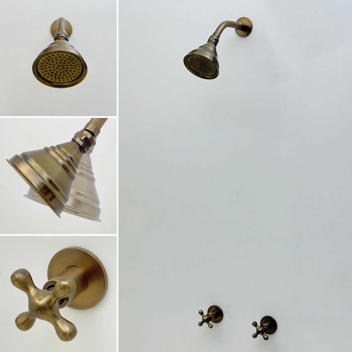 Antique Copper Shower System with Adjustable Round Rain Shower Head