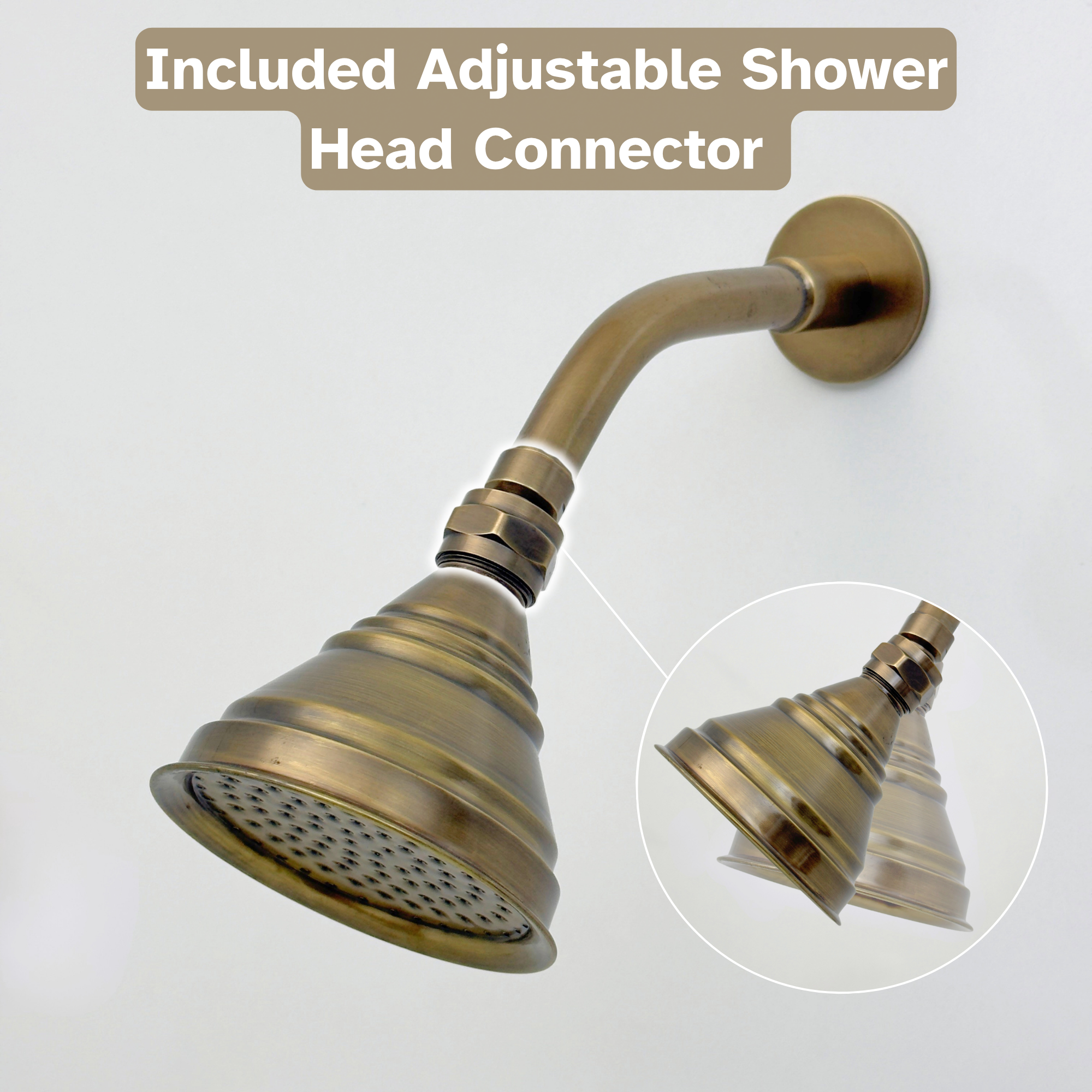 Antique Copper Shower System with Adjustable Round Rain Shower Head