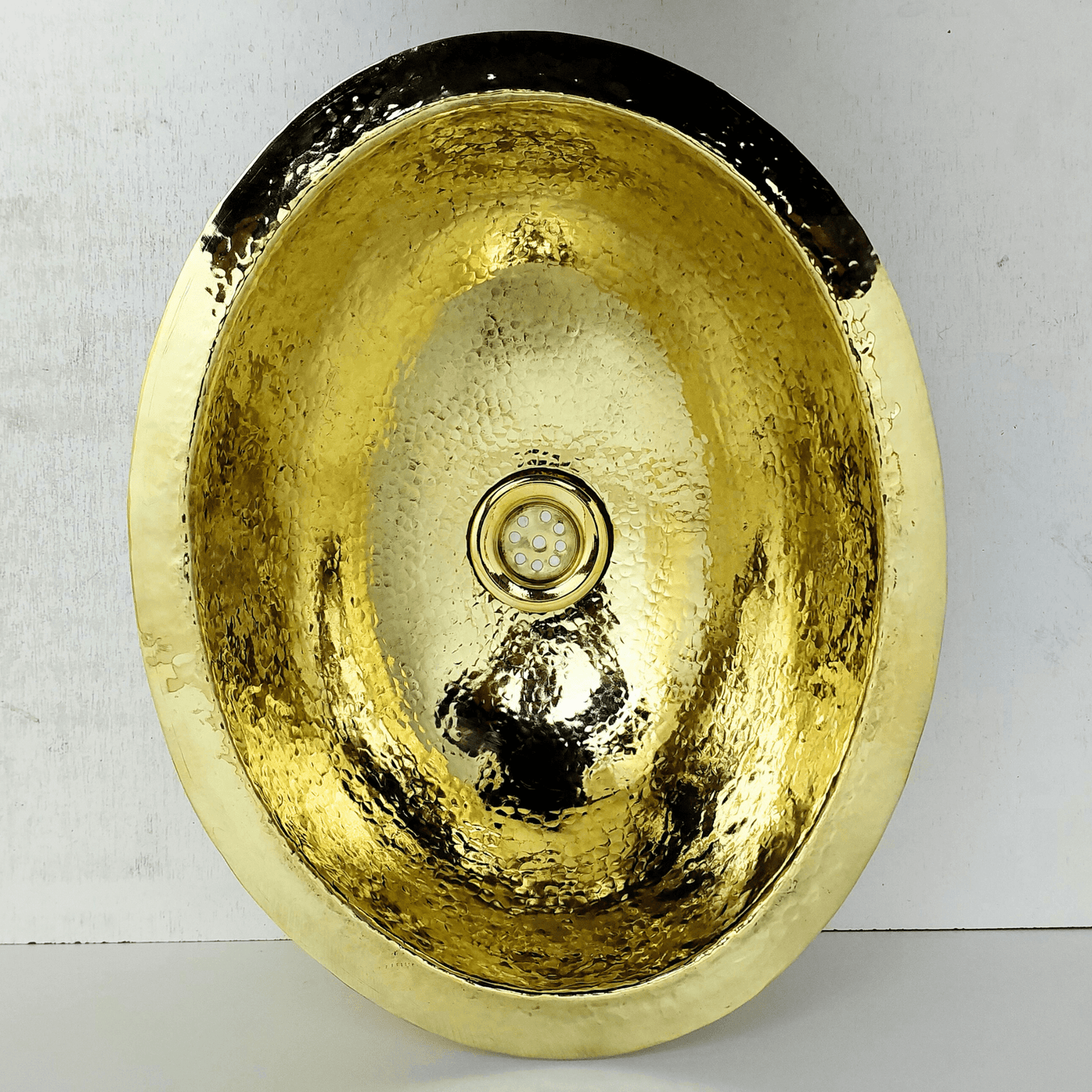 Unlacquered Brass Sink, Drop-in Oval Hammered Sink - Ref: SN100