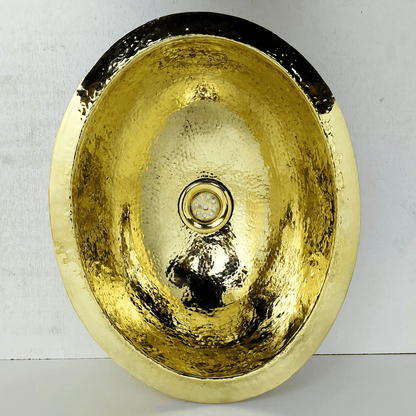 Unlacquered Brass Sink, Drop-in Oval Hammered Sink - Ref: SN100