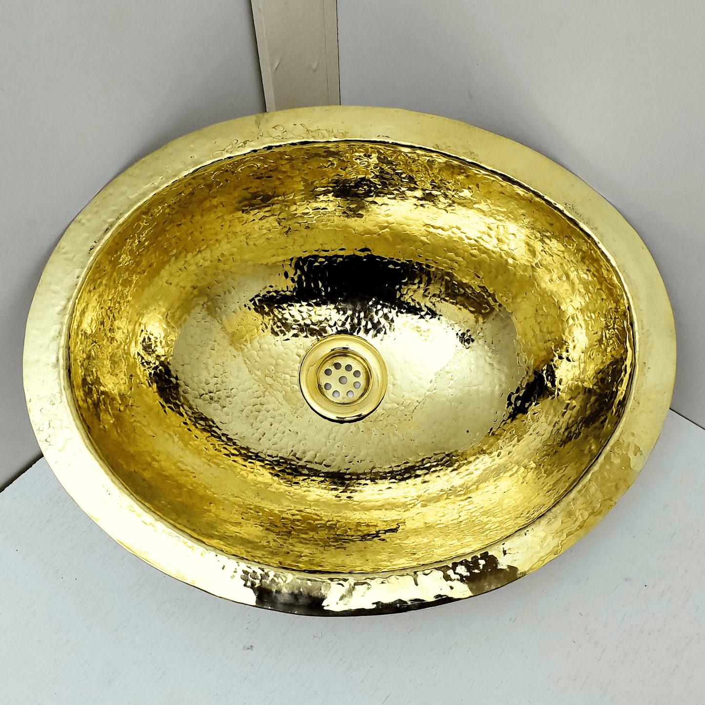 Unlacquered Brass Sink, Drop-in Oval Hammered Sink - Ref: SN100