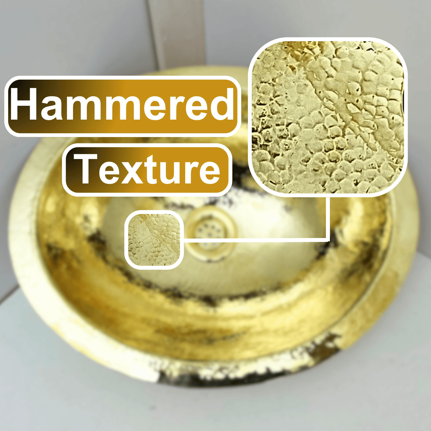 Unlacquered Brass Sink, Drop-in Oval Hammered Sink - Ref: SN100