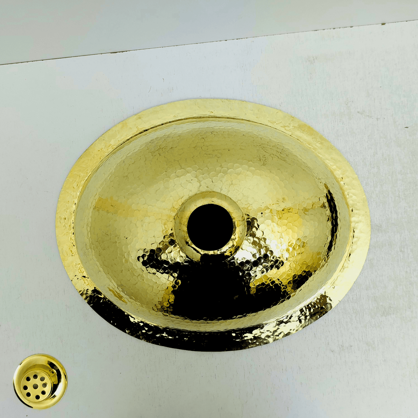 Unlacquered Brass Sink, Drop-in Oval Hammered Sink - Ref: SN100