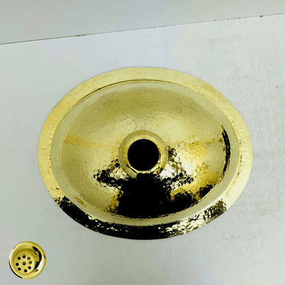 Unlacquered Brass Sink, Drop-in Oval Hammered Sink - Ref: SN100