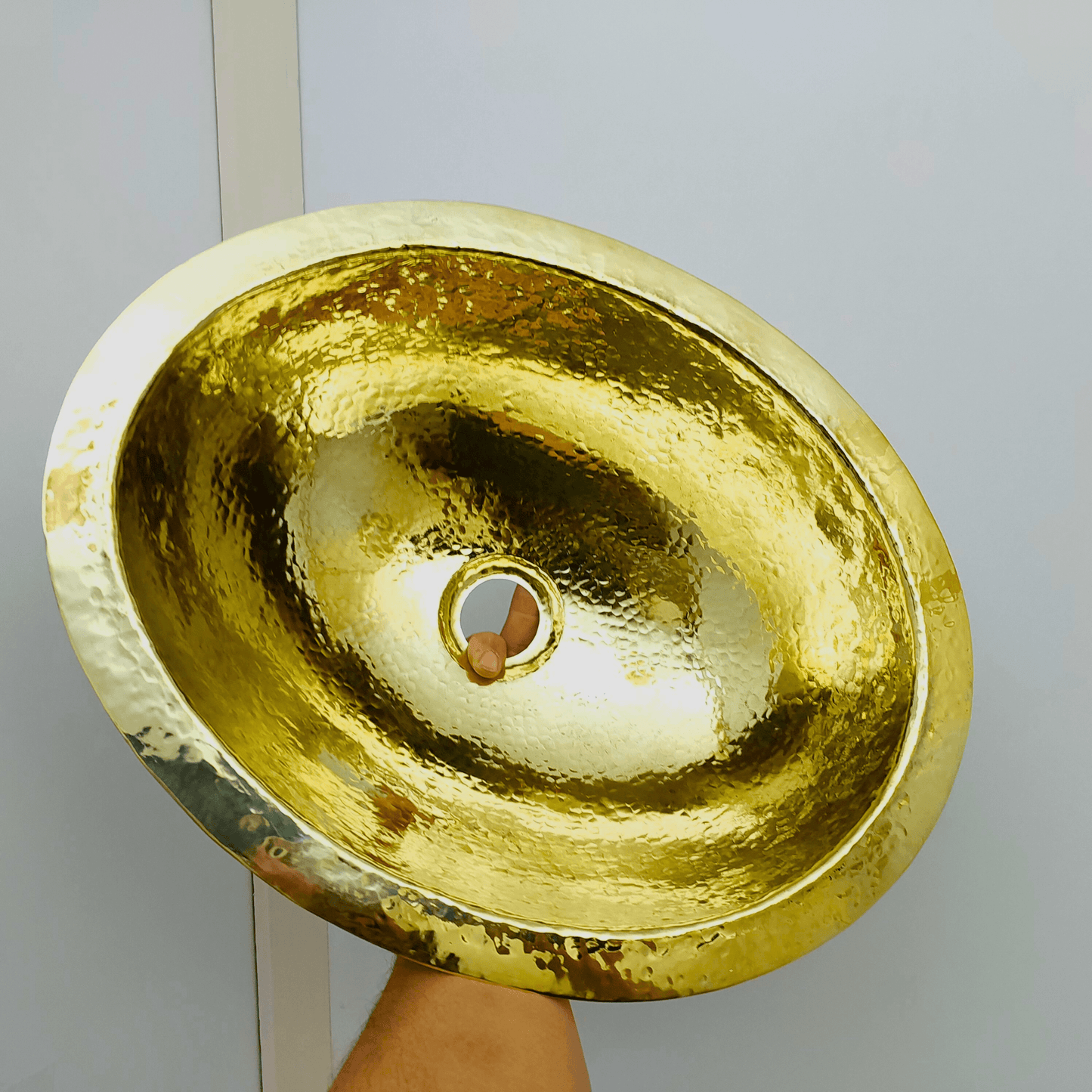 Unlacquered Brass Sink, Drop-in Oval Hammered Sink - Ref: SN100