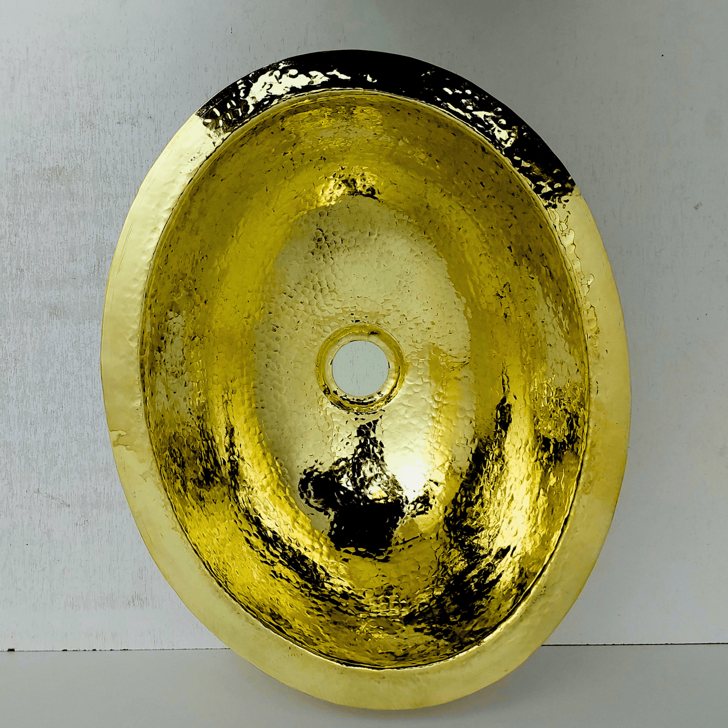 Unlacquered Brass Sink, Drop-in Oval Hammered Sink - Ref: SN100
