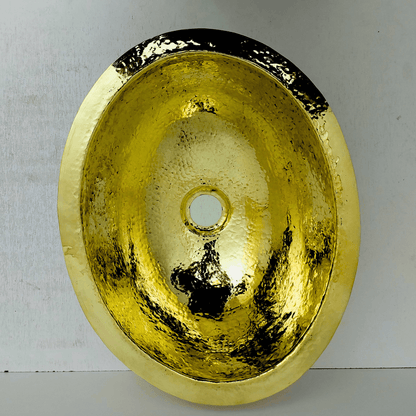 Unlacquered Brass Sink, Drop-in Oval Hammered Sink - Ref: SN100