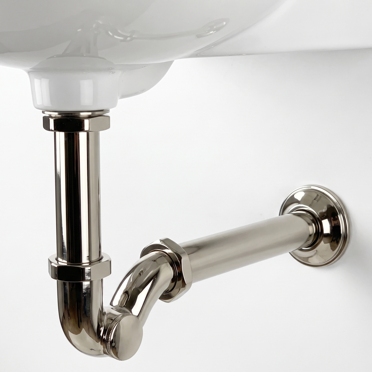 Polished Nickel Drain Pipe with P-Trap