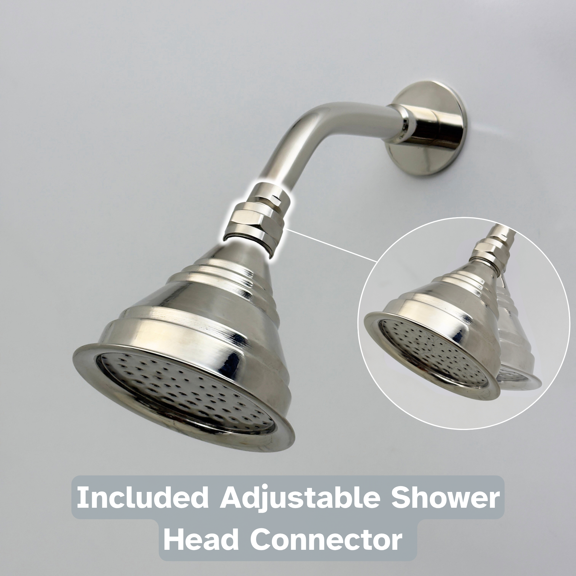 Polished Nickel Shower System with Adjustable Round Rain Shower Head