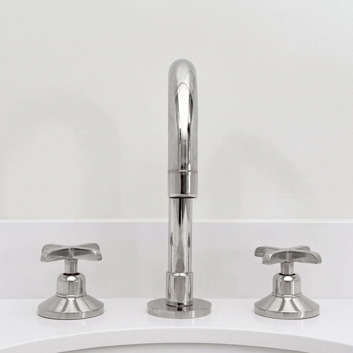 Polished Nickel Widespread Bathroom Faucet with Cross Handles