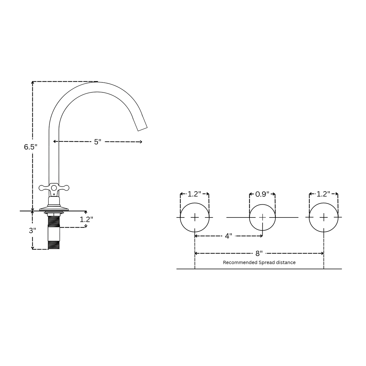 Polished Nickel Gooseneck Widespread Bathroom Faucet with Cross Handles