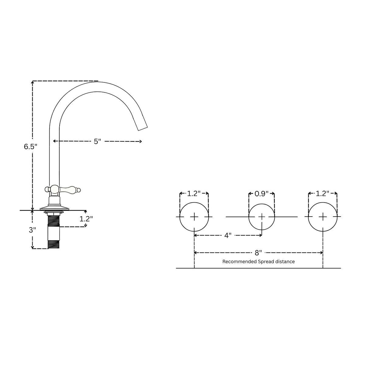 Polished Nickel Gooseneck Widespread Bathroom Faucet with Lever Handles