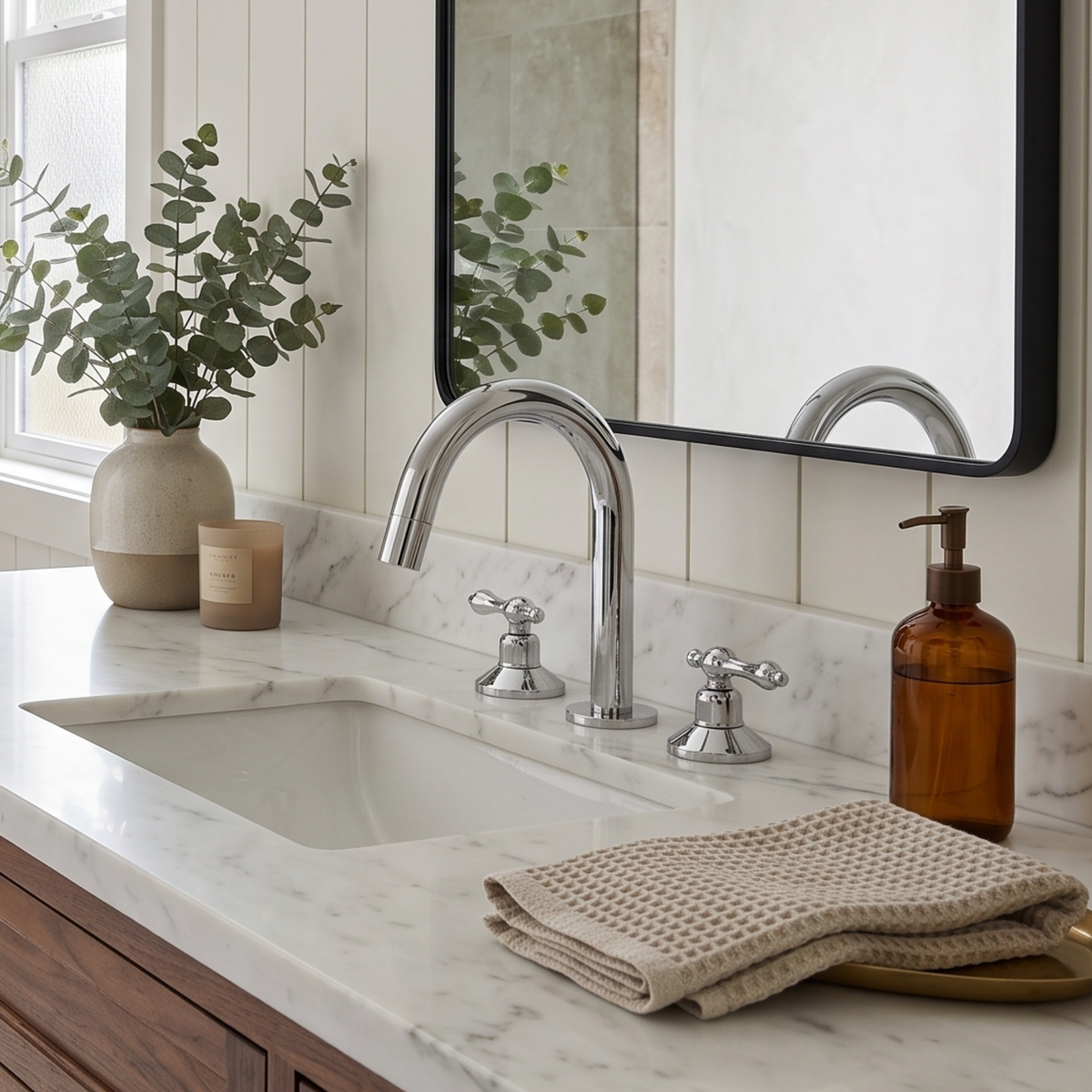 Polished Nickel Gooseneck Widespread Bathroom Faucet with Lever Handles