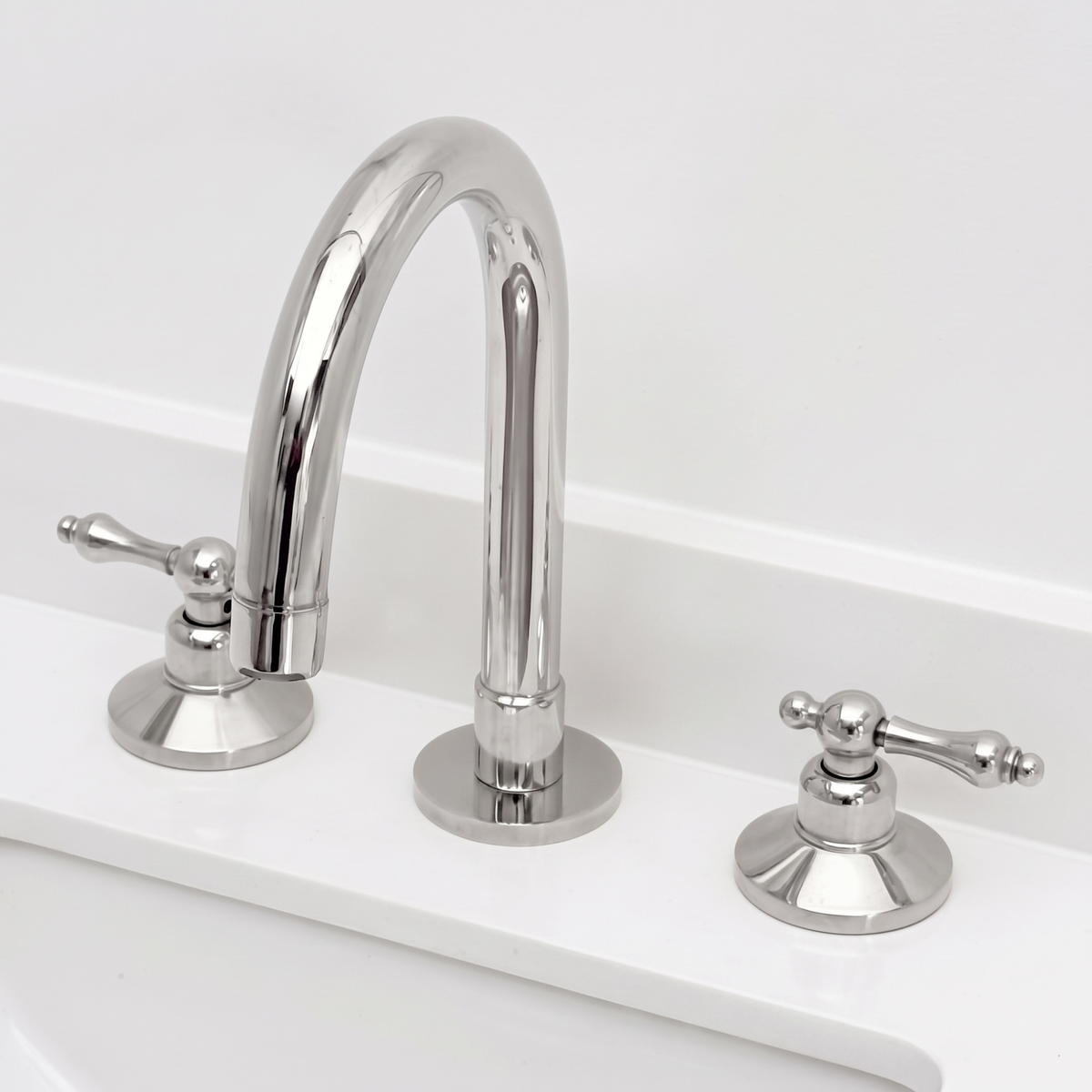 Polished Nickel Widespread Bathroom Faucet with Lever Handles