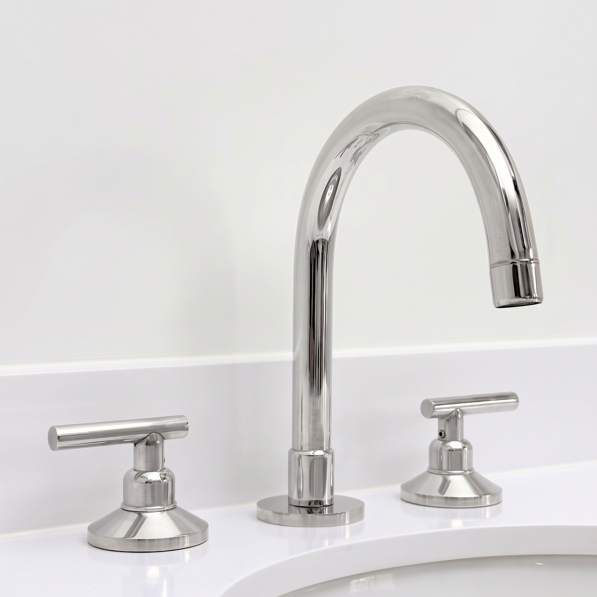 Polished Nickel Widespread Bathroom Faucet with Lever Handles