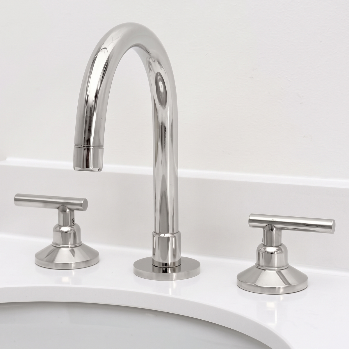 Polished Nickel Widespread Bathroom Faucet with Lever Handles
