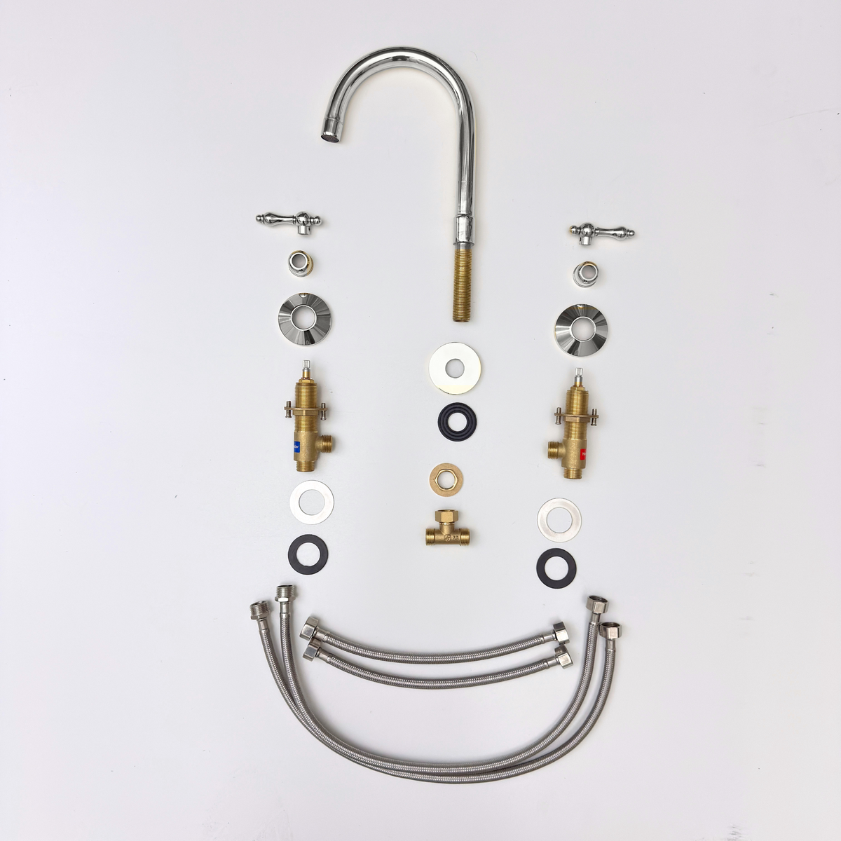Polished Nickel Widespread Bathroom Faucet with Lever Handles