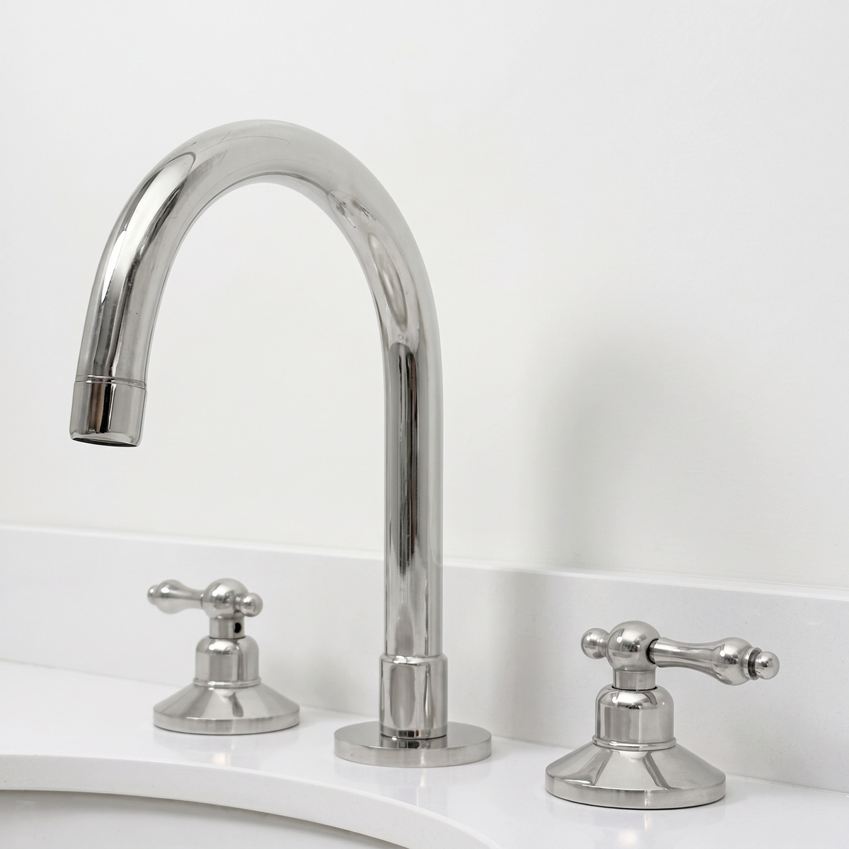 Polished Nickel Widespread Bathroom Faucet with Lever Handles