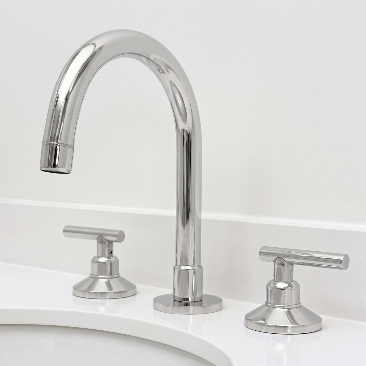 Polished Nickel Widespread Bathroom Faucet with Lever Handles