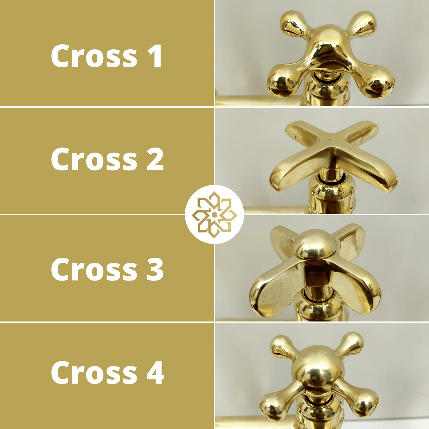 Unlacquered Brass Kitchen Faucet with Sprayer and Cold Water Faucet, Brass Bridge Faucet With Cross Handles - Ref: FA068-LD