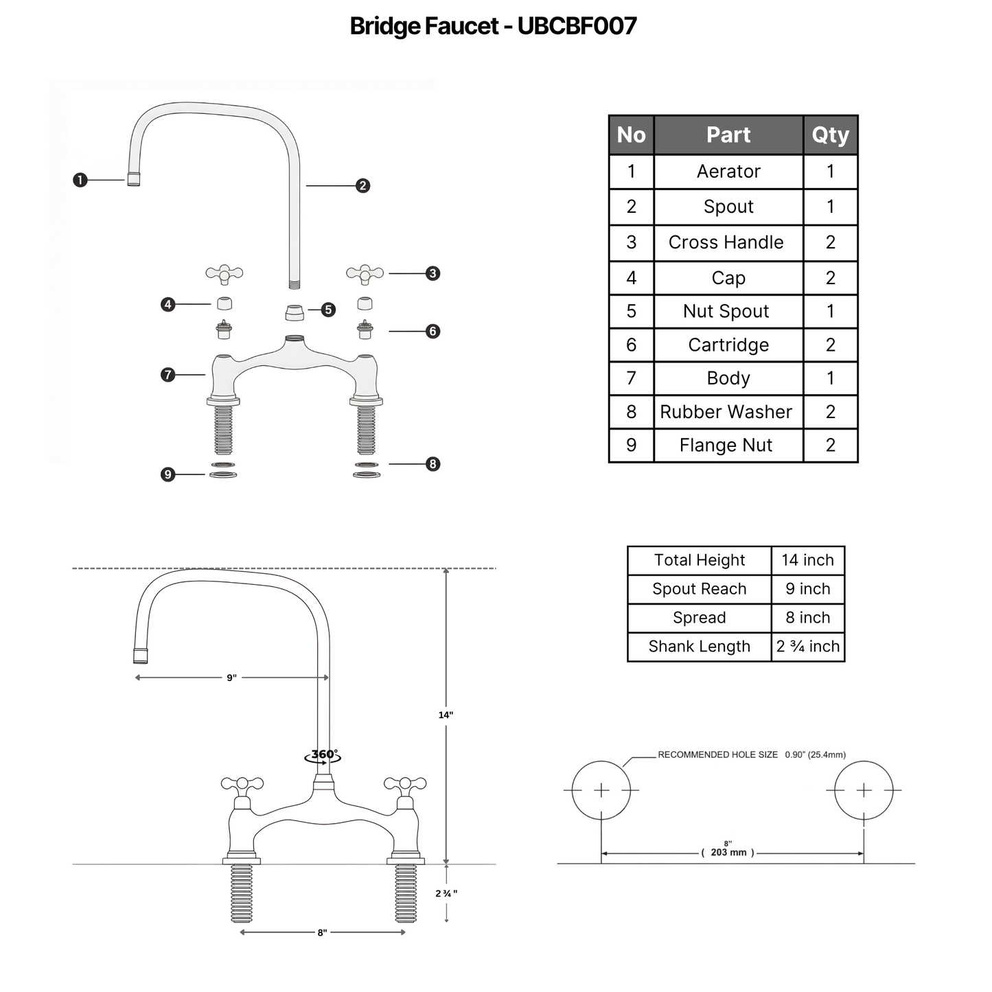 Unlacquered Brass Bridge Kitchen Faucet