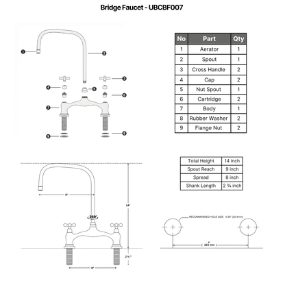 Unlacquered Brass Bridge Kitchen Faucet