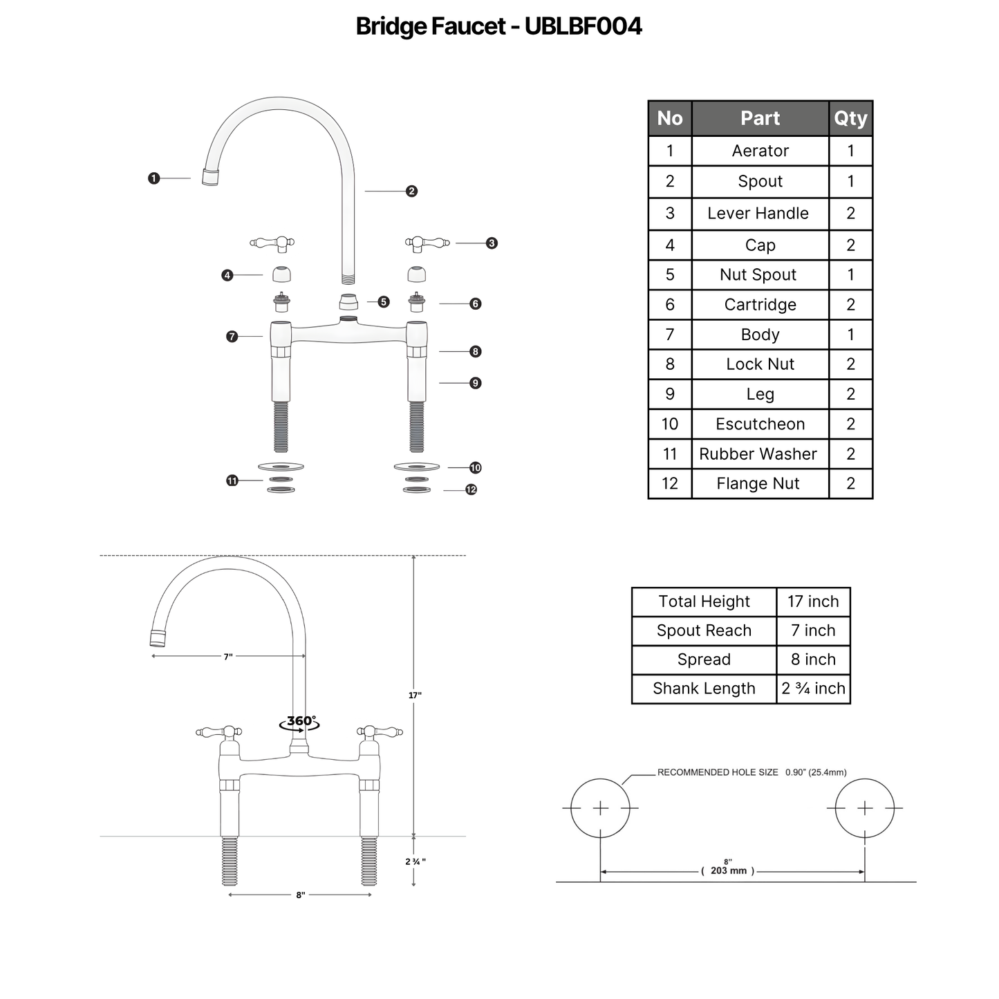 Atlas Line - Unlacquered Brass Bridge Kitchen Faucet