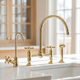 Unlacquered Brass Bridge Kitchen Faucet with Sprayer and Drinking Water Tap - UBCBF011