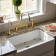 Unlacquered Brass Bridge Kitchen Faucet with Sprayer and Drinking Water Tap - UBLBF016