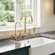 Unlacquered Brass Bridge Kitchen Faucet with Sprayer and Drinking Water Tap - UBCBF020