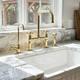 Unlacquered Brass Bridge Kitchen Faucet with Sprayer and Drinking Water Tap