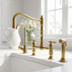 Riad Line - Unlacquered Brass Bridge Kitchen Faucet