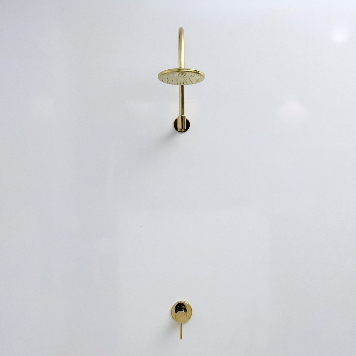 Unlacquered Brass Concealed Round Rain Shower System with Gooseneck Arm, 6"